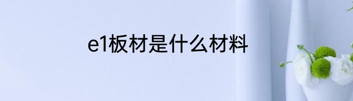 e1板材是什么材料