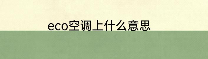 eco空调上什么意思