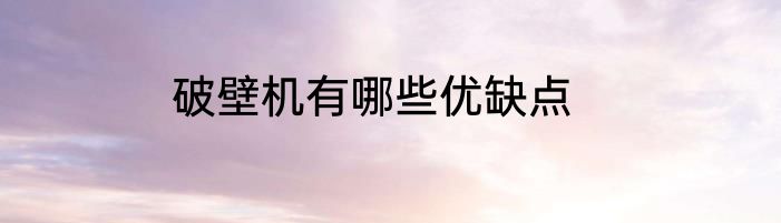 破壁机有哪些优缺点
