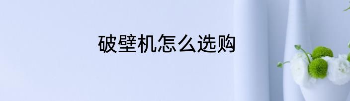 破壁机怎么选购