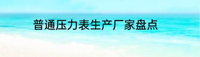 普通压力表生产厂家盘点