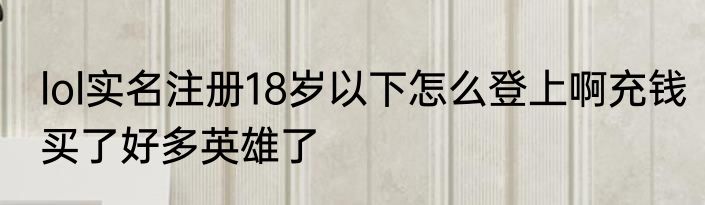 lol实名注册18岁以下怎么登上啊充钱买了好多英雄了