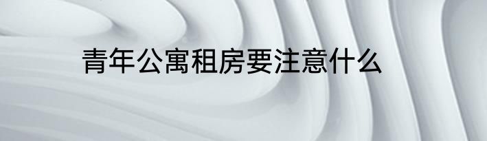 青年公寓租房要注意什么