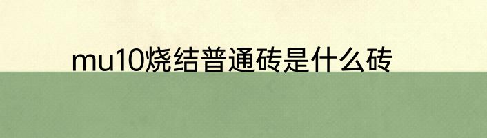 mu10烧结普通砖是什么砖