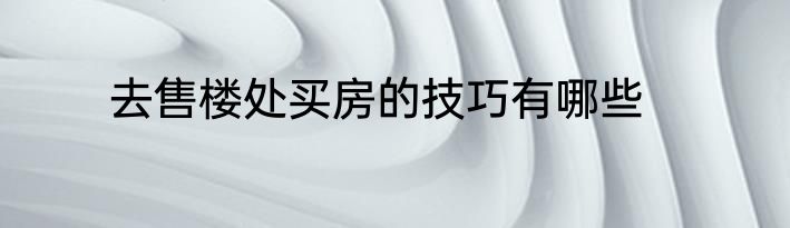 去售楼处买房的技巧有哪些