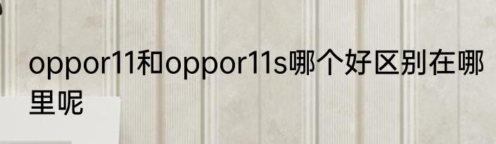 oppor11和oppor11s哪个好区别在哪里呢