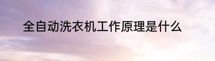 全自动洗衣机工作原理是什么