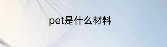 pet是什么材料