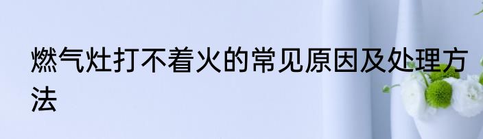 燃气灶打不着火的常见原因及处理方法