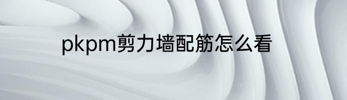 pkpm剪力墙配筋怎么看