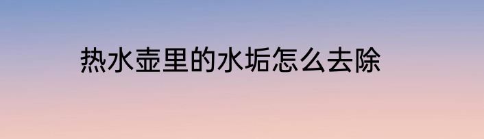 热水壶里的水垢怎么去除
