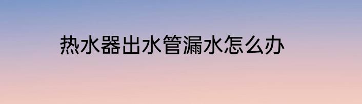 热水器出水管漏水怎么办