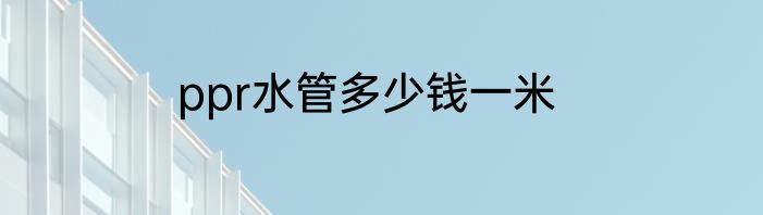 ppr水管多少钱一米