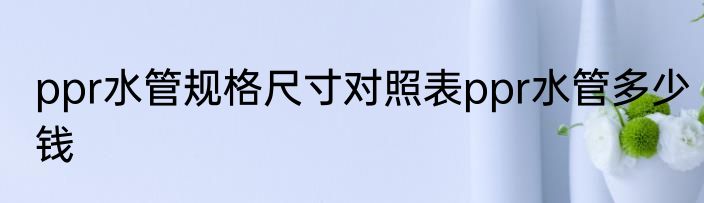 ppr水管规格尺寸对照表ppr水管多少钱