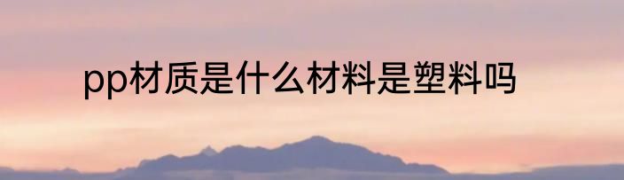 pp材质是什么材料是塑料吗
