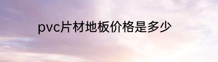 pvc片材地板价格是多少
