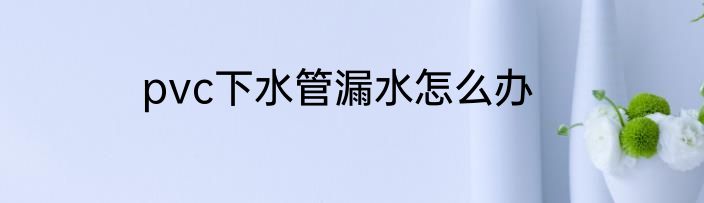 pvc下水管漏水怎么办
