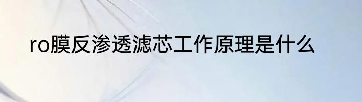 ro膜反渗透滤芯工作原理是什么