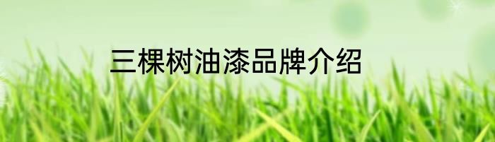 三棵树油漆品牌介绍