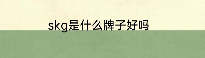 skg是什么牌子好吗