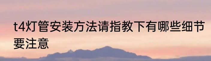 t4灯管安装方法请指教下有哪些细节要注意