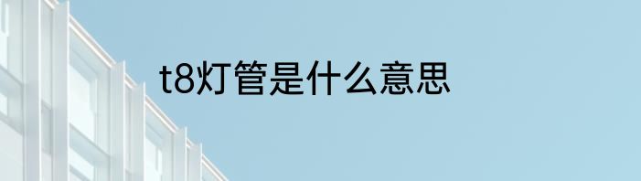 t8灯管是什么意思