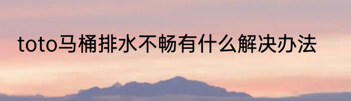 toto马桶排水不畅有什么解决办法