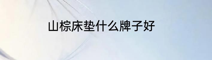 山棕床垫什么牌子好