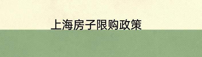 上海房子限购政策