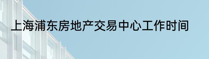上海浦东房地产交易中心工作时间