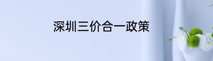 深圳三价合一政策