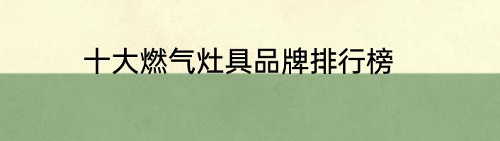 十大燃气灶具品牌排行榜