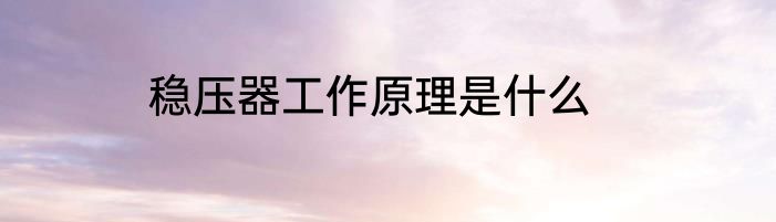 稳压器工作原理是什么