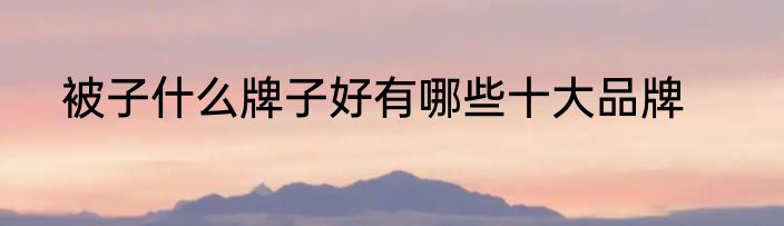 被子什么牌子好有哪些十大品牌