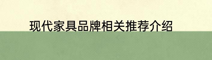 现代家具品牌相关推荐介绍