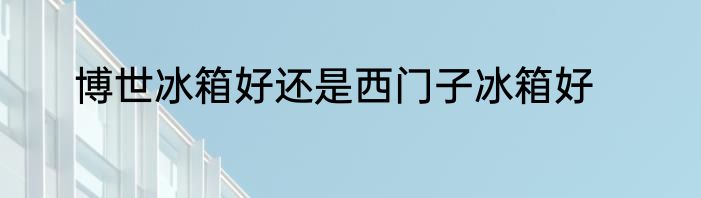 博世冰箱好还是西门子冰箱好