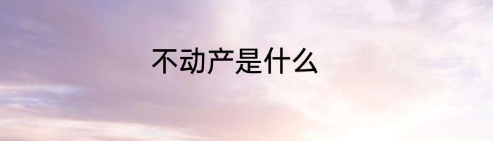 不动产是什么