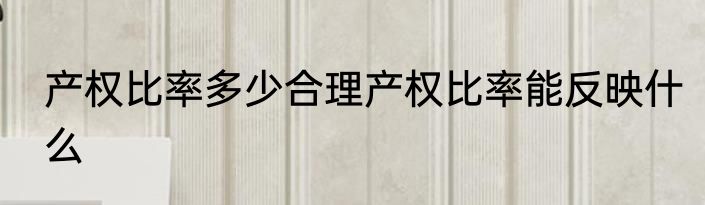 产权比率多少合理产权比率能反映什么