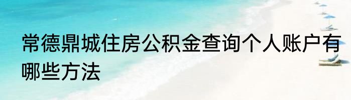 常德鼎城住房公积金查询个人账户有哪些方法