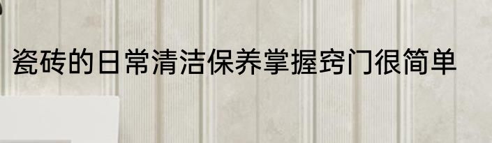 瓷砖的日常清洁保养掌握窍门很简单