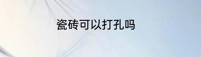 瓷砖可以打孔吗