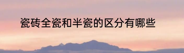 瓷砖全瓷和半瓷的区分有哪些