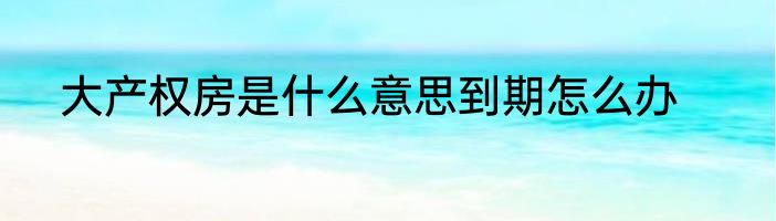 大产权房是什么意思到期怎么办