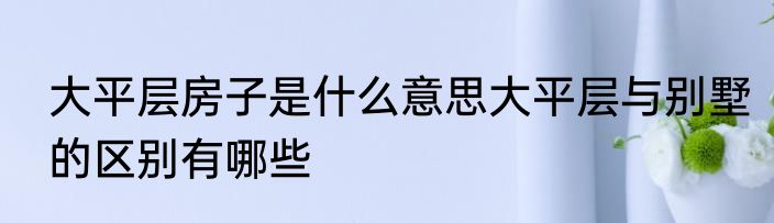 大平层房子是什么意思大平层与别墅的区别有哪些