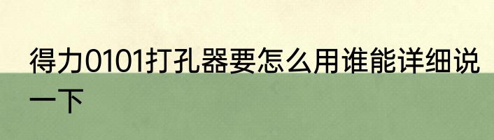 得力0101打孔器要怎么用谁能详细说一下