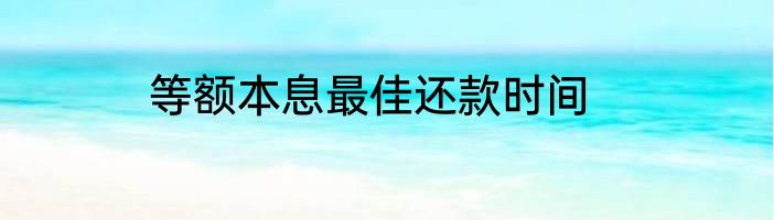 等额本息最佳还款时间