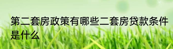 第二套房政策有哪些二套房贷款条件是什么