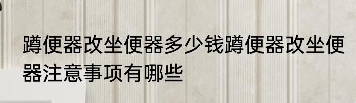 蹲便器改坐便器多少钱蹲便器改坐便器注意事项有哪些