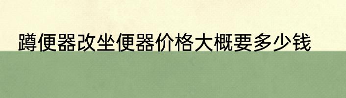 蹲便器改坐便器价格大概要多少钱