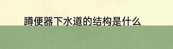 蹲便器下水道的结构是什么